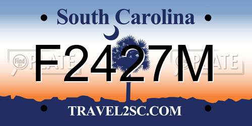 F2427M South Carolina License Plate