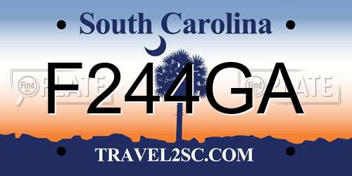 F244GA South Carolina License Plate