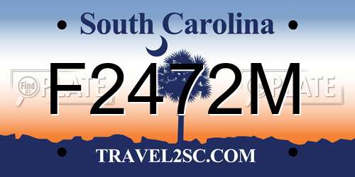 F2472M South Carolina License Plate