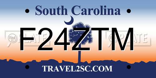 F24ZTM South Carolina License Plate