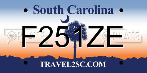 F251ZE South Carolina License Plate