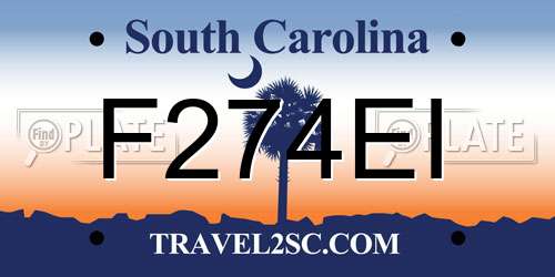 F274EI South Carolina License Plate
