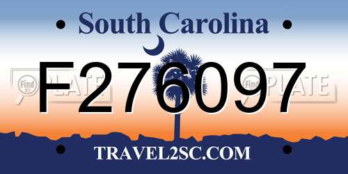 F276097 South Carolina License Plate