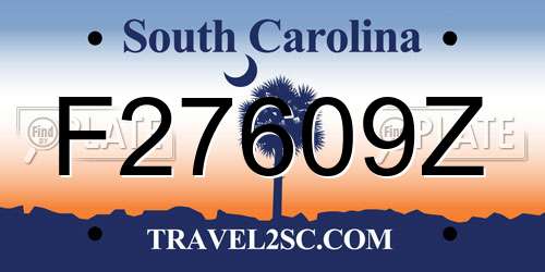 F27609Z South Carolina License Plate