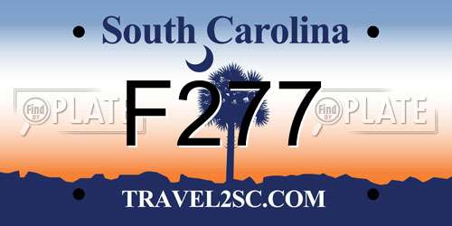 F277 South Carolina License Plate