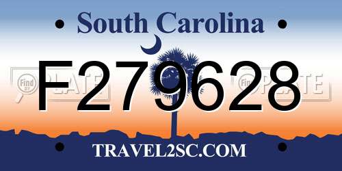 F279628 South Carolina License Plate