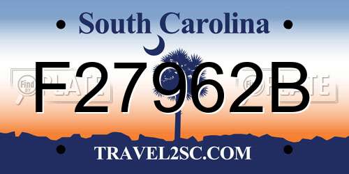F27962B South Carolina License Plate