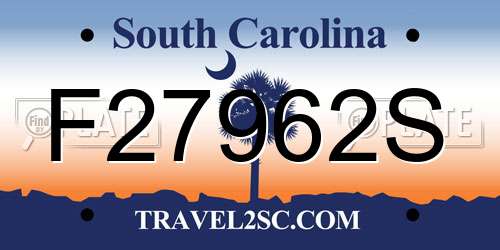 F27962S South Carolina License Plate