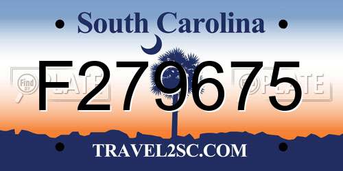 F279675 South Carolina License Plate
