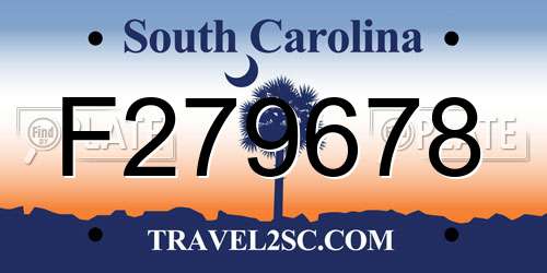F279678 South Carolina License Plate