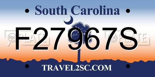 F27967S South Carolina License Plate