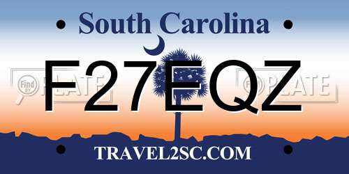 F27EQZ South Carolina License Plate