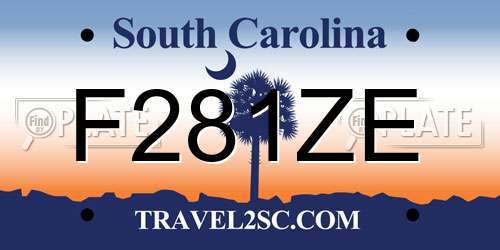F281ZE South Carolina License Plate