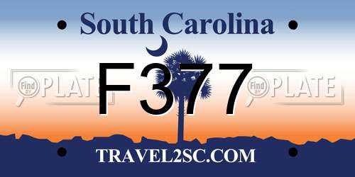 F377 South Carolina License Plate