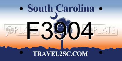 F3904 South Carolina License Plate