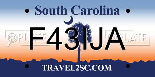 F43IJA South Carolina License Plate