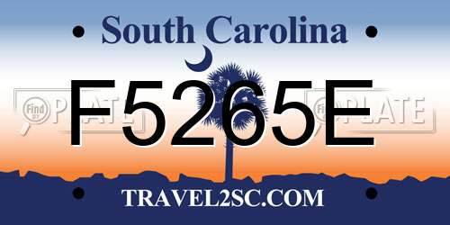 F5265E South Carolina License Plate