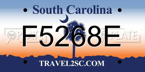 F5268E South Carolina License Plate