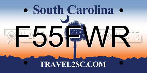 F55FWR South Carolina License Plate