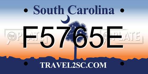 F5765E South Carolina License Plate