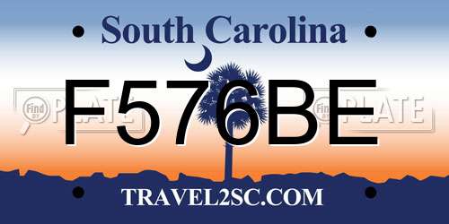 F576BE South Carolina License Plate