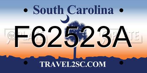 F62523A South Carolina License Plate