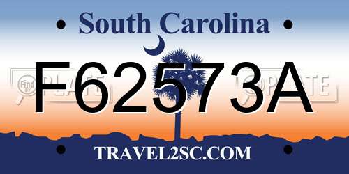 F62573A South Carolina License Plate