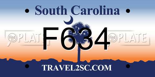 F634 South Carolina License Plate