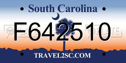 F642510 South Carolina License Plate