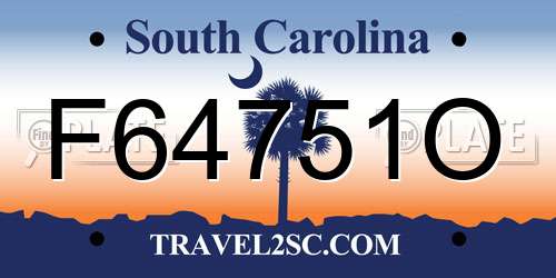 F64751O South Carolina License Plate