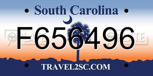 F656496 South Carolina License Plate
