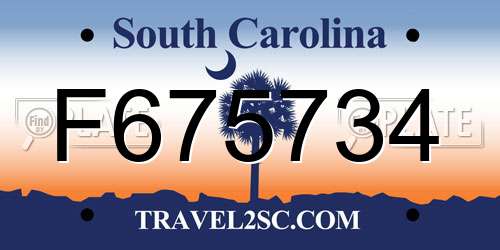 F675734 South Carolina License Plate