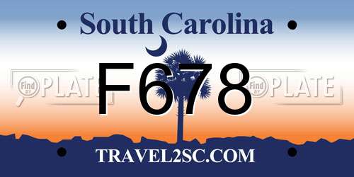 F678 South Carolina License Plate