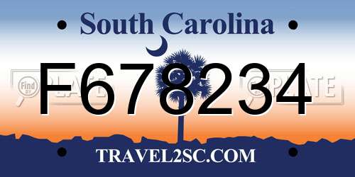 F678234 South Carolina License Plate