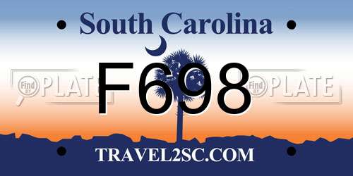 F698 South Carolina License Plate