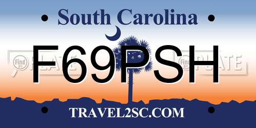 F69PSH South Carolina License Plate