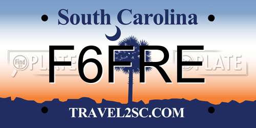 F6FRE South Carolina License Plate