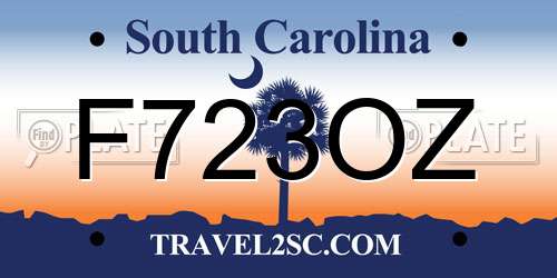 F723OZ South Carolina License Plate