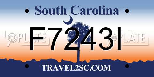 F7243I South Carolina License Plate