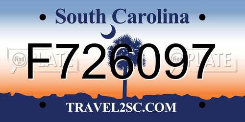 F726097 South Carolina License Plate