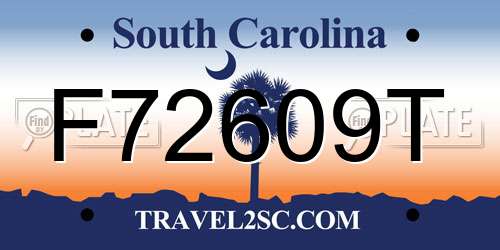 F72609T South Carolina License Plate