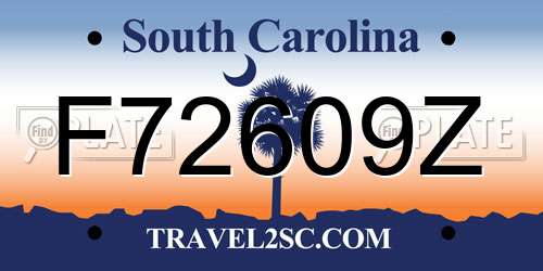 F72609Z South Carolina License Plate