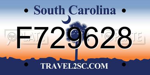 F729628 South Carolina License Plate