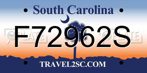 F72962S South Carolina License Plate