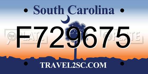F729675 South Carolina License Plate