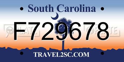 F729678 South Carolina License Plate