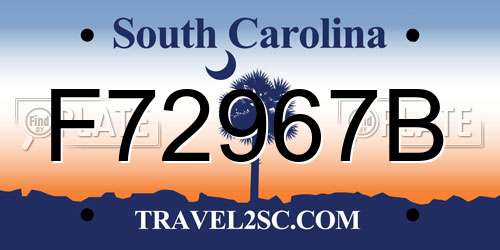 F72967B South Carolina License Plate