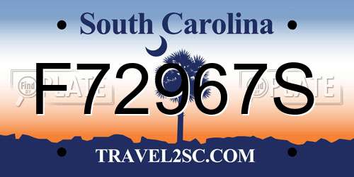 F72967S South Carolina License Plate