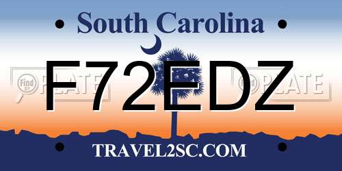 F72EDZ South Carolina License Plate
