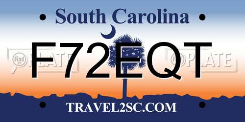 F72EQT South Carolina License Plate
